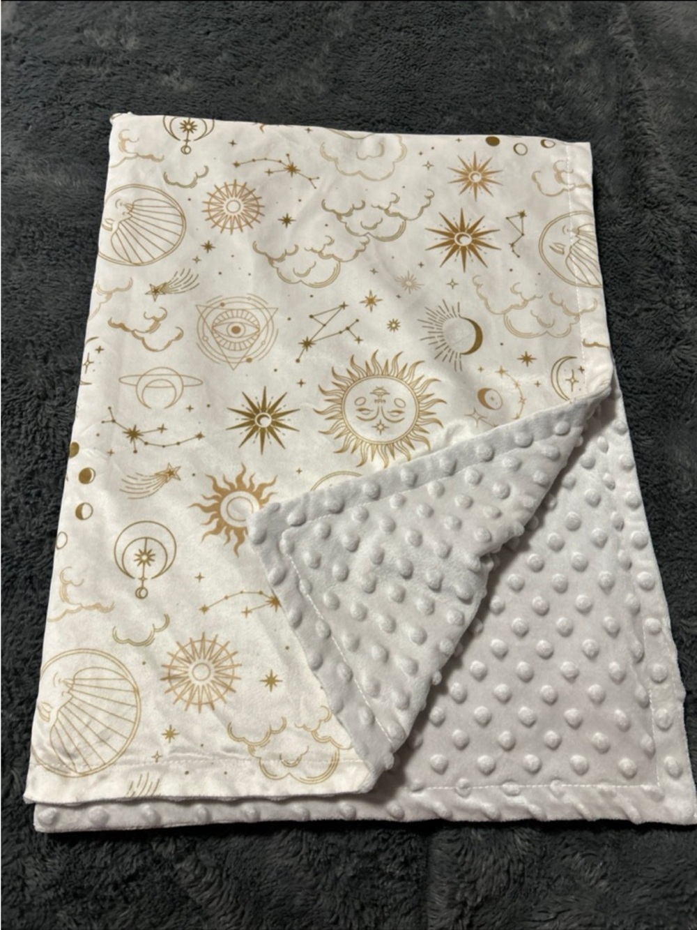 Target White and Gold Celestial Minky Dot Baby Throw